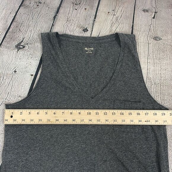 Madewell Heather Gray Knit Dress Shirt Strapless size Large 100% Cotton - Picture 12 of 13